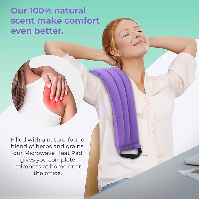 Microwavable Heating Pad for Lower Back, Neck, and Shoulder Pain Relief - Moist Microwave Heating Pad for Muscles and Joints - Microwave Hot Pack Heat Pad for Cramps -1 Heat Pack Purple-Lavender Scent