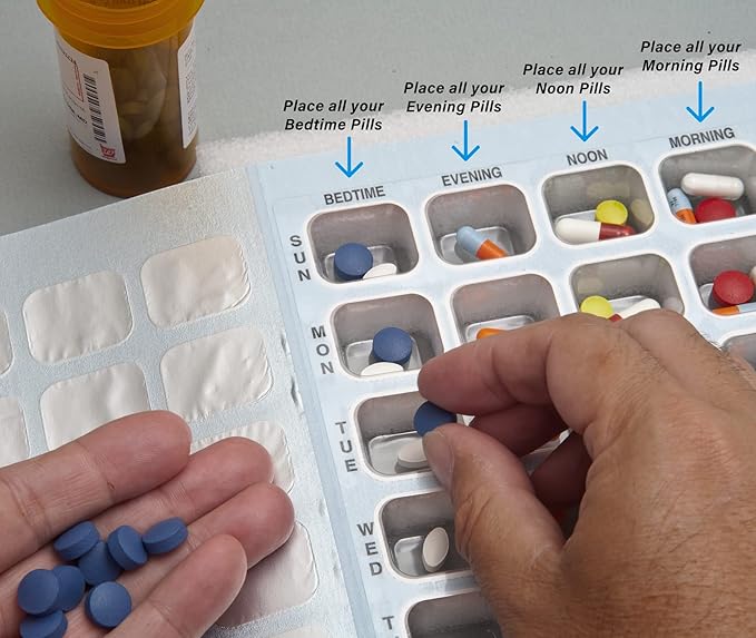 SureMed 7-Day, 4-Pass (4-doses per Day) Multi-Med Disposable Blister Card Starter Kit with 26 Cards & Blisters, Sealing Template & Roller