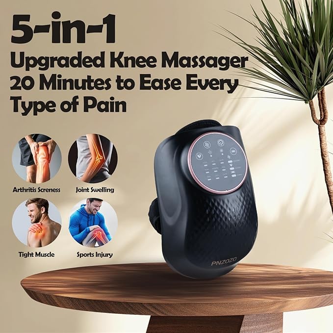Electric Knee Massager, 3D Airbag Compression Knee Heating Massager, 3 Heating Levels, 3 Vibration Modes, LED Screen, Adjustable Straps, Gift for Men and Women