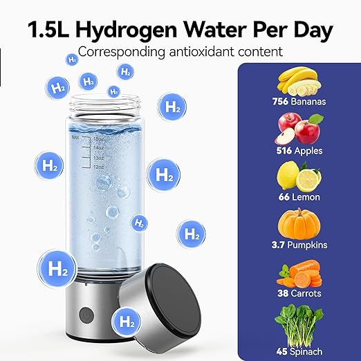 Hydrogen Water Bottle, 2200PPB in 3 Mins Hydrogen Water Generator, SPE PEM Technology, 14oz Portable Hydro Water Machine for Home, Travel, Gym | Best Health Gift for Family & Friends