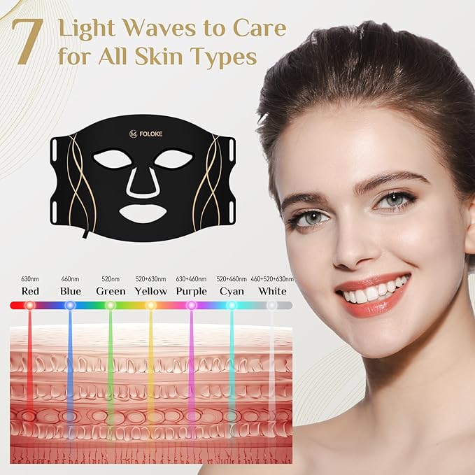 LED Light Therapy Mask Skin Care Mask, LED Red 630±5nm & NIR 830nm Wavelength for Home Use(TAN)