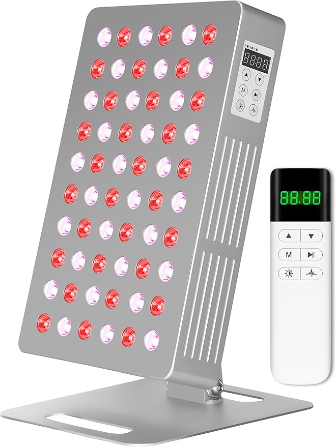 Red Light Therapy Panel Device, 630-850nm 5 Wavelengths Red & Near Infrared Light Therapy, Touch Screen LED Light Therapy Lamp, 60 LEDs, Adjustable Brightness, Pulse & Mode