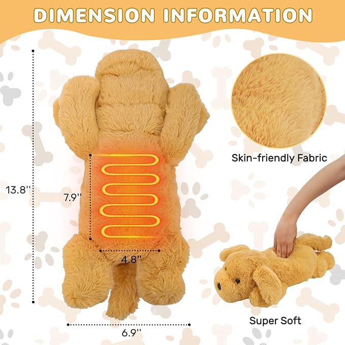 Dog Heating Pad for Period Cramps Menstrual Pain Relief, Portable Electric Heat Pads USB Powered, Cute Golden Retriever Plush Stuffed Gift, Funny Gifts for Women Teen Girls Christmas Birthday Easter