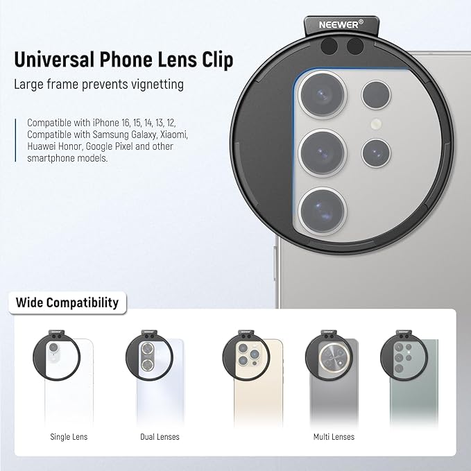 NEEWER 67mm Magnetic CPL Filter, Circular Polarizing Filter with Cold Shoe Phone Camera Lens Clip, Photography Accessories Compatible with iPhone 17 16 Android Samsung Galaxy S25 Ultra