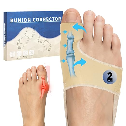 2 PCS Bunion Corrector for Women & Men - Big Toe Straightener with Splint & Pads,Breathable & Comfortable Big Toe Alignment Splint,Bunion Pain Relief Socks for Day/Night Support