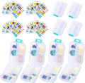 4PCS 7-Day Pill Organizer with Labels – Compact Daily Medication Case | Travel-Sized (3.7" x 2.4") Secure Lock | AM/PM Compartments | Includes 300+ Common Medicines Vitamins Health Product Sticker