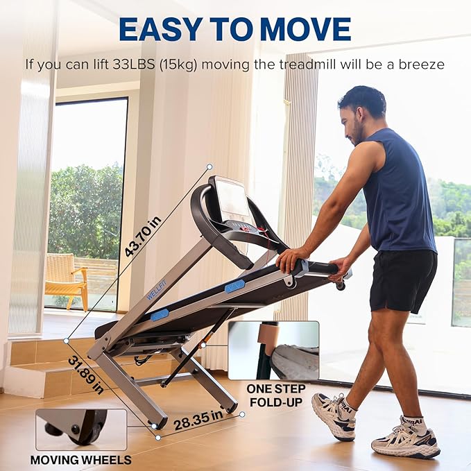 Auto Incline Treadmill with Handle, Portable Treadmill for Home with 350-400LBS Weight Capacity, 4.0HP Foldable Treadmills for Small Space, Heavyduty Walking Pad for Climb Running, Large Running Area