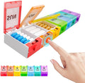 Weekly Pill Organizer, 7 Day Pill Box Case BPA-Free, Medicine Pill Organizer with Innovative Push Button Design, Large Pill Container for Vitamins, Cod Liver Oil, Supplements and Medication