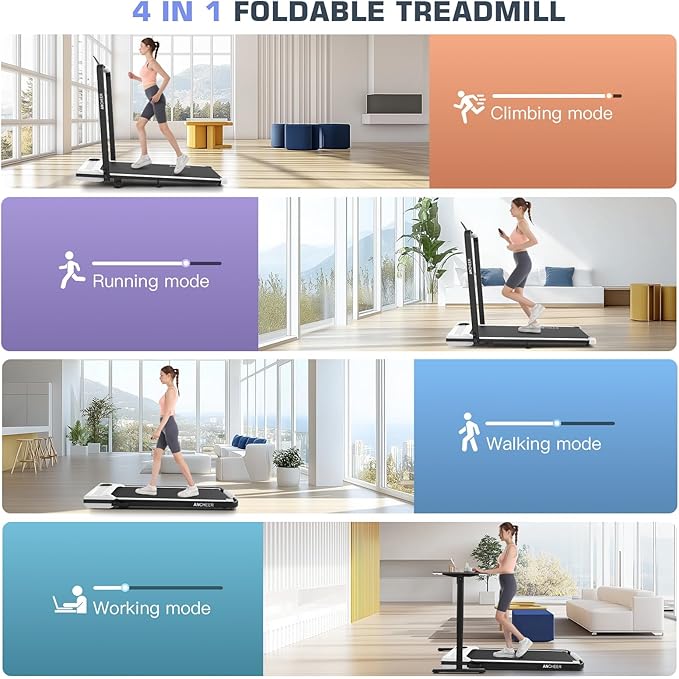 ANCHEER Walking Pad Treadmill with Incline and Handle Bar - Under Desk Treadmill 4 in 1 Folding Treadmills for Home Office/LED Display/Dual Control/12 Preset Programs