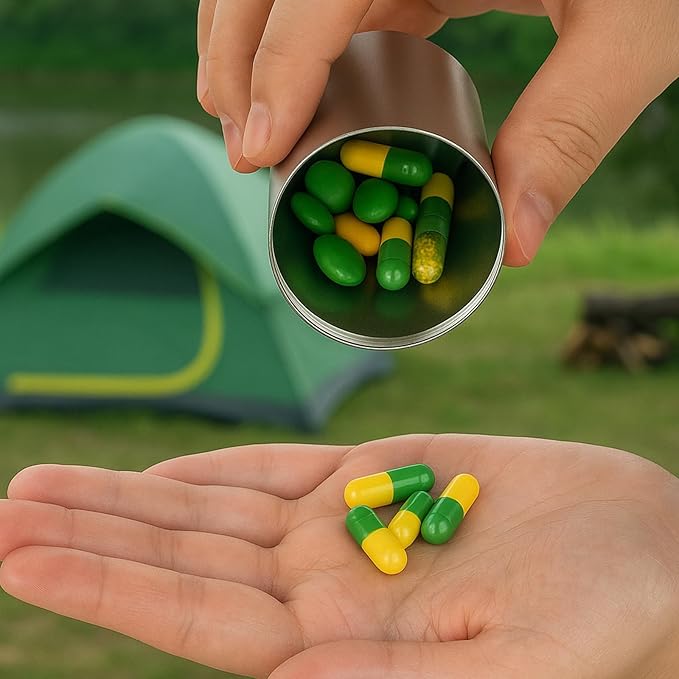 Portable Small Metal Pill Case, Round Aluminum Alloy Pill Holder, Waterproof Medicine Organizer, Pocket-Sized Pill Box for Travel and Outdoor Use, Silver