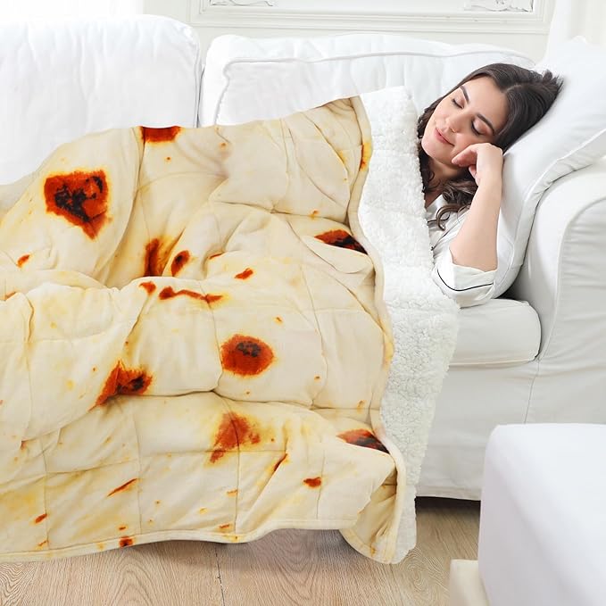 Aemicion Weighted Blankets for Adults,Queen Size Weighted Blanket 20lbs 60x80in,Soft Sherpa Fleece Washable Weighted Blanket as Gifts for Women Men Mon-Burritos