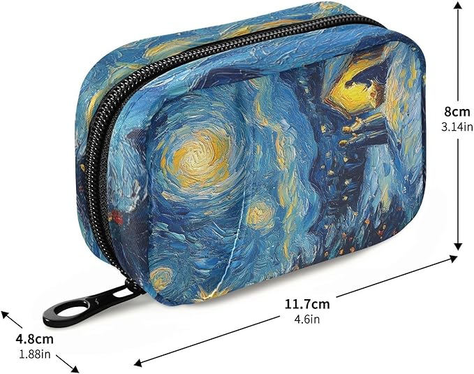 Christmas Starry Night Blue Travel Pill Organizer Case Box Container Weekly Portable Vitamin Medicine Holder Storage Bag with Zipper Removable