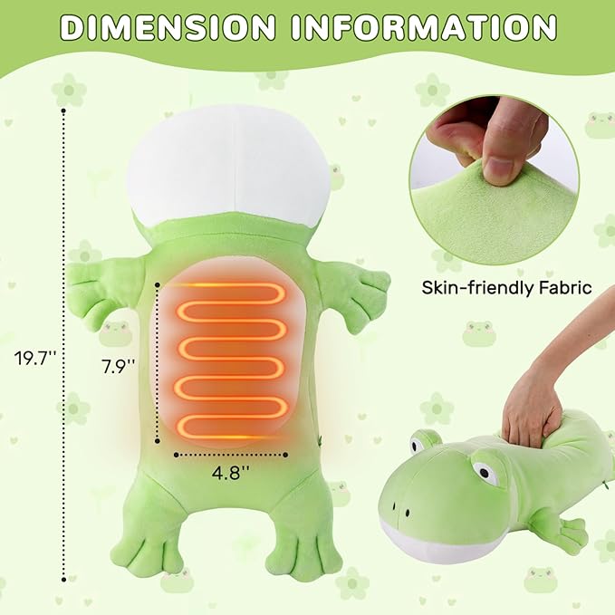 Frog Heating Pad for Period Cramps Menstrual Pain Relief, Portable Electric Heat Pads USB Powered, Cute Frog Plush Stuffed Animals Gift, Funny Frogs Gifts for Women Teen Girls Birthday Christmas