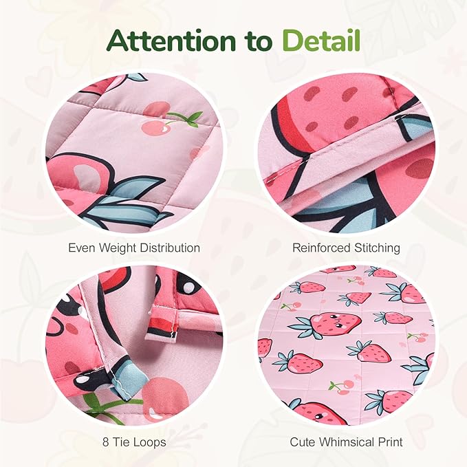 Sivio Weighted Blanket 3lbs, Small Cooling Heavy Blankets, Soft Breathable Weighted Throw Blanket for Sleep, Washable, 36"x48"-3lb, Pink Strawberry