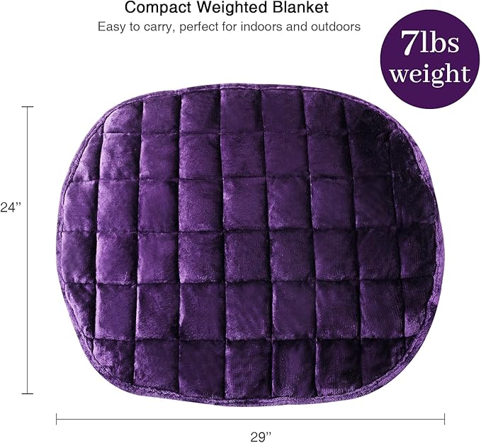 Alomidds Weighted Lap Blanket 7lbs, Cozy Breathable Flannel Weighted Lap Pad for Adults, Small Weighted Blanket for Travel, Sleeping, Couch, Purple, 29" x 24"