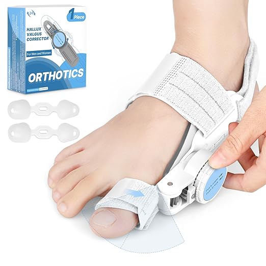 Bunion Corrector for Women Men: Big Toe Straightener Bunion Fix with Adjustable Knob-Orthopedic Bunions Splint Brace Toe Alignment Correction for Hallux Valgus Pain Relief Day/Night 1PCS (White)