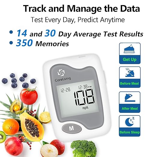 Blood Glucose Monitor Kit, 50 Test Strips, 50 Lancets, 1 Blood Glucose Meter, 1 Lancing Device, Diabetes Testing Kit, Portable Blood Sugar Test Kit, Glucometer Kit for Home