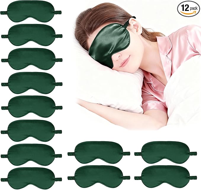 12PACK Silky Sleep Masks Satin Eye Mask Silk Eyes Cover for Sleeping Blackout Eyeshades Soft Blindfold Travel Nap Gifts