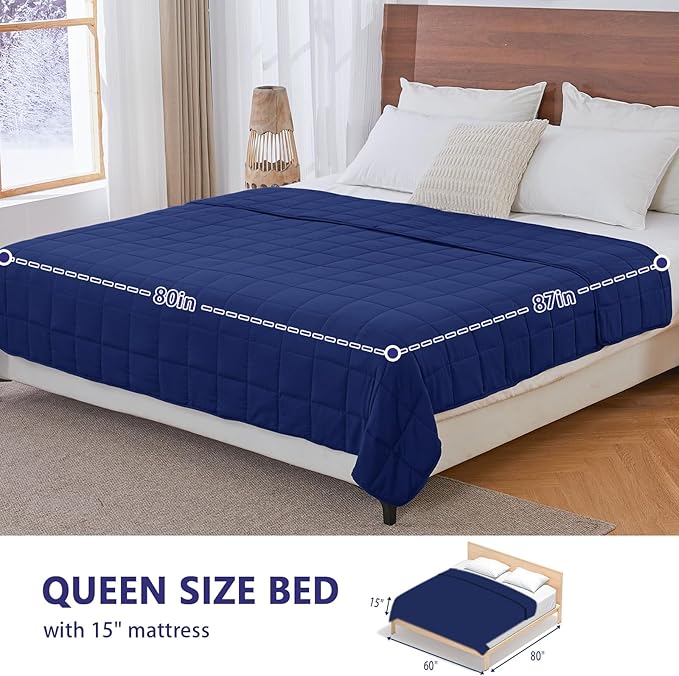 yescool King Size Weighted Blanket for Adults (20 lbs, 80” x 87”, Blue) Cooling Heavy Blanket for Sleeping Perfect for 190-210 lbs, Breathable Blanket for Adults & Couple All Season, Machine Washable
