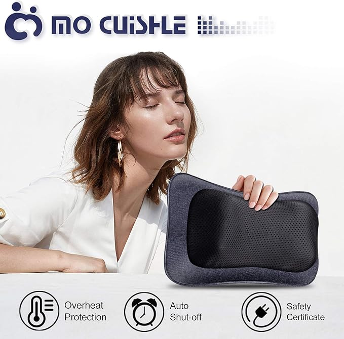 Mo Cuishle Electric Shiatsu Back Massager with Heat - Powerful 3D Kneading for Neck, Shoulder, Lower Back Pain Relief - Ergonomic Design for Home, Office, & Car - Gifts for Women, Men, Mom & Dad