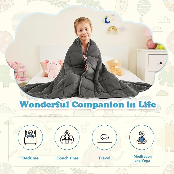 CuteKing Weighted Blanket (10lbs, 48"x72", Grey) Heavy Blanket for 90-100lbs, Weighted Blanket for Cooling & Heating with Premium Glass Beads, Soft Thick Blanket All-Season
