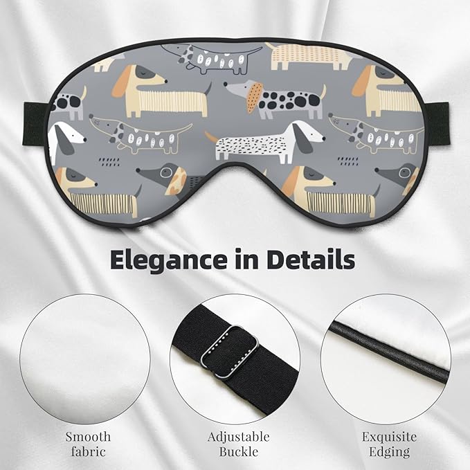 Cute Dachshund Dog Sleep Mask Eye Mask with Adjustable Strap Eye Sleep Shade Cover Blocks Light for Women Men Airplane Travel Nap