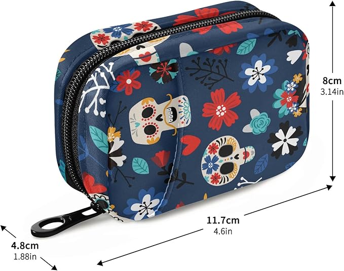 Travel Pill Organizer Weekly Small Pill Box 7 Day Pill Case Vitamin Holder Pill Bottle Organizer Cute Skull