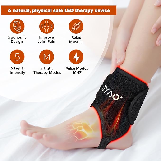 TUOB Red Light Therapy for Ankle Pain Relief, 660nm & 850nm Near Infrared Light Therapy Wrap for Ankle, Elbow, Wrist Joint Pain Relief and Muscle Relax