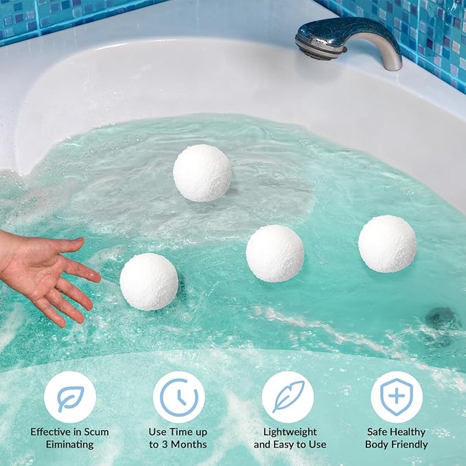 Qualirey 1 Set Solar Pool Ionizer Floating Water Cleaner and Purifier, Kill Algae in Pool, 85% Less Cl, with 4 Pcs Eliminating Ball for Fresh and Salt Water Pools Spas, Reusable(Blue)