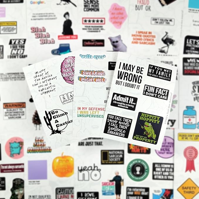 BulbaCraft 100Pcs Sarcastic Stickers for Adults, Snarky Stickers for Water Bottles & Laptop, Sarcasm Decals for Men & Women, Funny Decals for Adults Dark Humor, Gifts for Women & Men