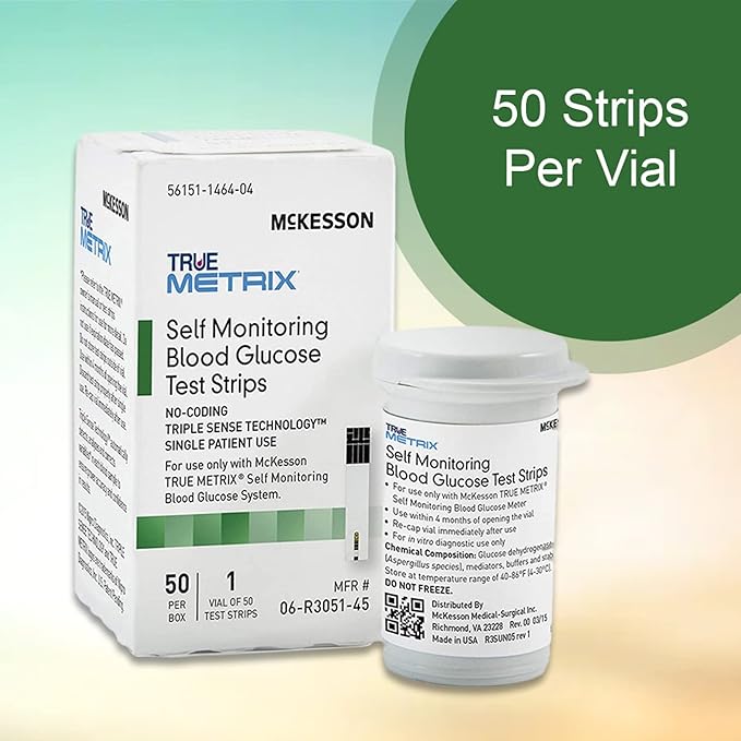 McKesson True METRIX Blood Glucose Test Strips for Diabetes [150 Strips] Self-Monitoring System