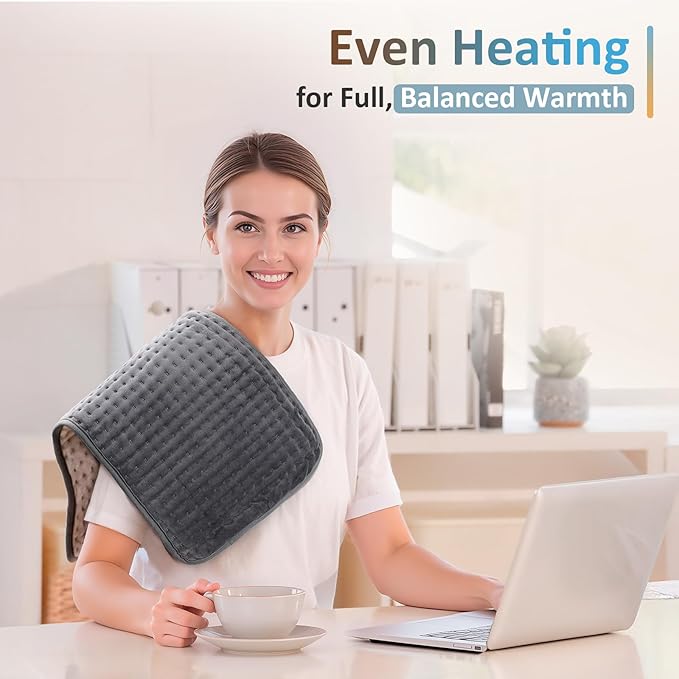 Comfytemp Heating Pad for Back & Period, FSA Eligible Electric Large Heat Pad, 2H Auto Off, Birthday Gifts for Women Men Mom Dad, HSA Approve Moist Neck Shoulder Legs Knee Heated Pad Washable, 12"x24"