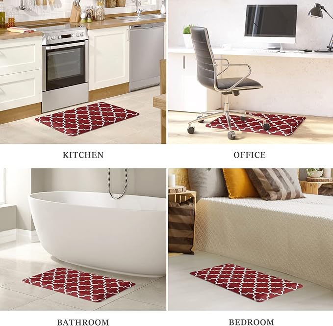 WISELIFE Anti Fatigue Floor Mat - 4/5 Inch Kitchen Mat Non Slip Waterproof Heavy Duty Ergonomic Comfort Mat Durable for Home, Office, Sink, Laundry,(17.3" x 28", Red)