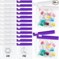 24 Pieces Pill Pouch Bags Zippered Pill Pouch Set Reusable Translucent Medicine Organizer Self Sealing Medicine Bag Travel Plastic Pill Bags with Slide Lock Pill Baggies for Pills (Purple, Clear)