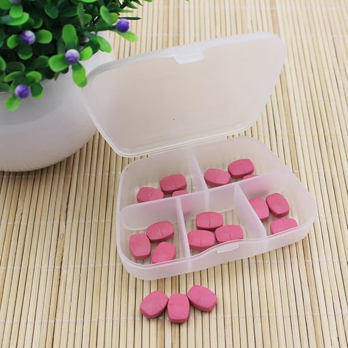Pill Box,dezirZJjx Premium 5 Compartments Medicine Case Pills Tablet Jewelry Box Organizer Container - White