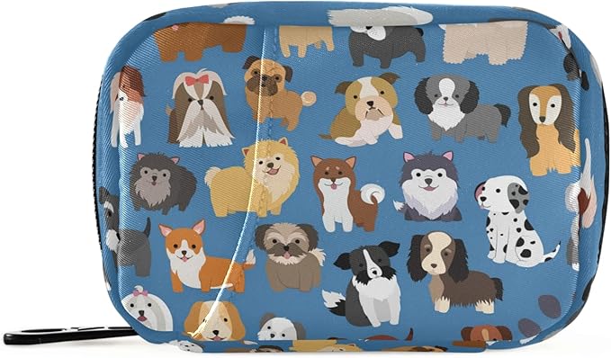 Naanle Cute Puppy Dog 7 Day Pill Case - Travel Organizer Bag With Zipper, Portable Weekly Compact Size for Vitamin Supplement Holder