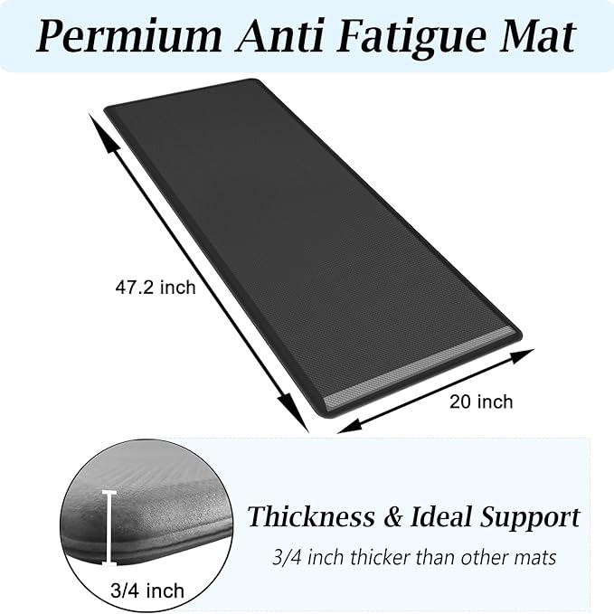 Artnice Kitchen Floor Mat Cushioned Anti Fatigue, Waterproof Non-Slip Standing Desk Mat, 0.75" Heavy Duty Comfort Kitchen Rugs for Home, Sink, Office, Hallway (20"x39", Black)