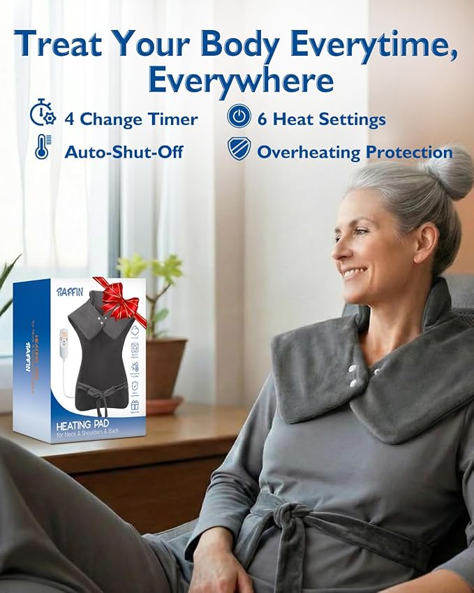 Heating Pad for Neck and and Shoulders and Back, Large 24''*37'' Heat Pad for Full Body, Electric Heated Pad for Seniors Elderly, Anniversary & Birthday Gifts for Women Men Mom Dad Wife Husband