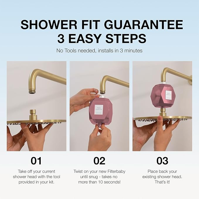 Filterbaby Diamond Shower Filter, IAPMO Certified to NSF177 Standard,Expert Developed Filter for Skin&Hair,Lab Tested to Reduce up to 99% Chlorine,Chloramine&Impurities,Eco Friendly Long Lasting