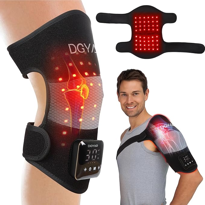 Cordless Red Light Therapy for Knee Joint Warp Portable Infrared Light Device for Knee Elbow Pain Muscle Relief Recovery 660nm and 850nm Heated Therapy with Wireless Rechargeable Controller