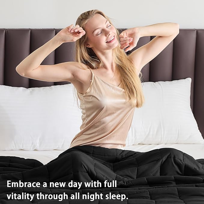 yescool Weighted Blanket for Adults (20 lbs, 60" x 80",Grey& Black) Cooling Heavy Blanket for Sleeping Perfect for 190-210 lbs, Queen Size Breathable Blanket with Premium Glass Bead, Machine Washable