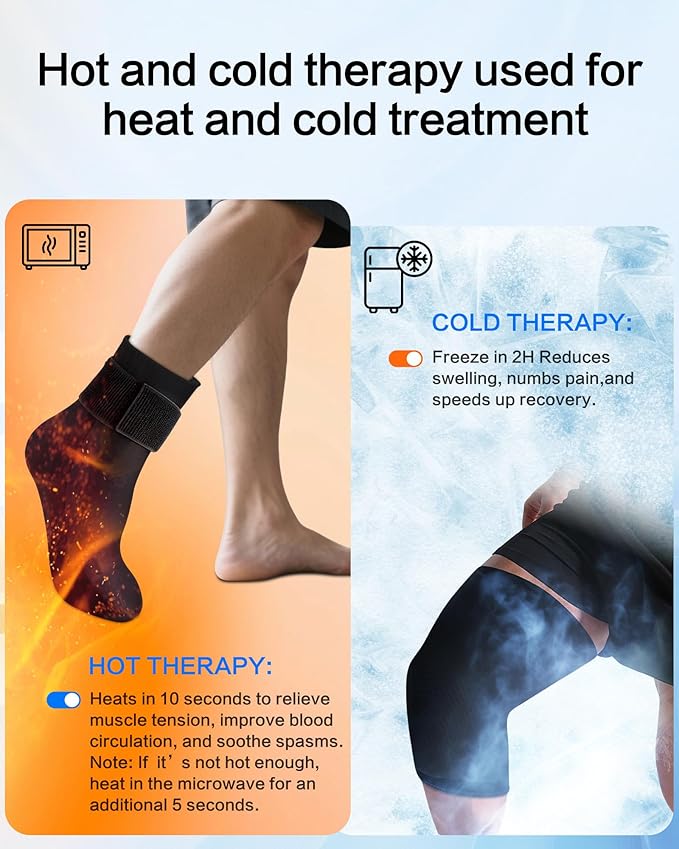 Ankle Ice Pack Wrap and Ice Pack for Knee, Reusable Hot/Cold Compression Therapy, for Soothe Plantar Fasciitis, Foot Pain Relief, for Knee Injuries and Pain Relief(Medium)