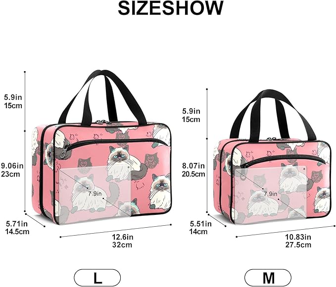Fustylead Cute Cartoon Himalayan Cat Large Medical Storage Bag with Zipper Empty First Aid Bag Trauma Kit for Traveling Hiking Camping Backpacking