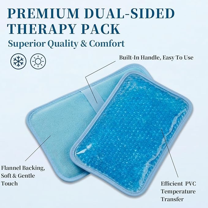 Ice Pack with Strap – Flexible Gel Pack for Targeted Hot & Cold Therapy, Gel Bead Ice Pack for Knee Shoulder Back or Wisdom Tooth Support, Ice Packs for Injuries Portable Compress (1 Pack)