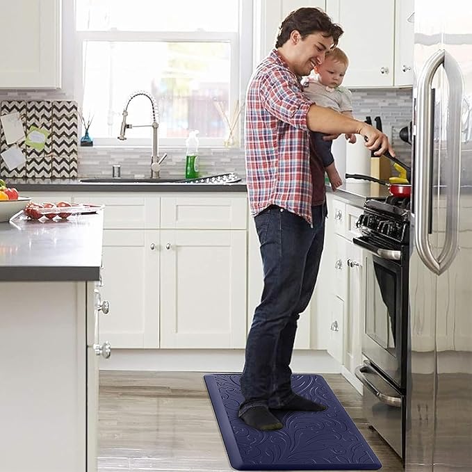 KMAT Kitchen Mat Cushioned Anti-Fatigue Floor Mat Waterproof Non-Slip Standing Mat Ergonomic Comfort Floor Mat Rug for Home,Office,Sink,Laundry,Desk 30"(L) x 20"(W),Blue