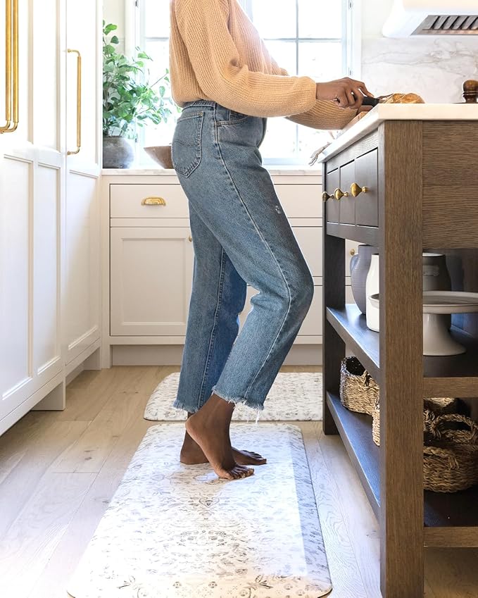House of Noa Nama Standing Mat – Anti-Fatigue Cushioned Kitchen Mats for Floor | Ergonomic Bounce-Back Foam Kitchen Mats | Anti-Fatigue Mats for Kitchen & Standing | Emile Latte | 22" x 36"