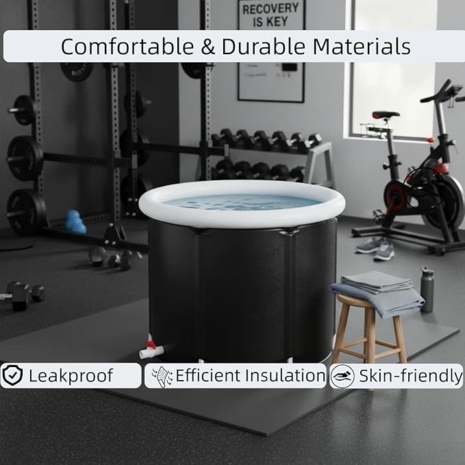 105 Gallon Portable Ice Bath Tub with Lid, Foldable Cold Plunge Pool for Full Body Cooling, Large Capacity Ice Soaking Tub for Indoor and Outdoor Use