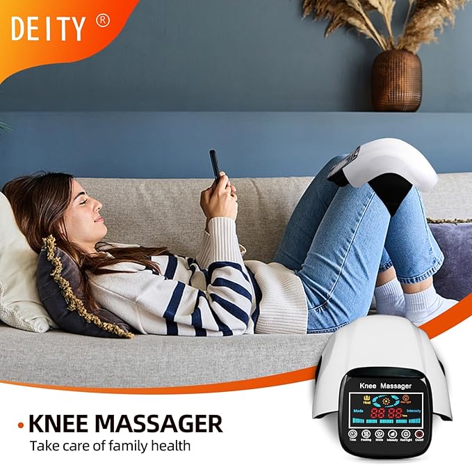 DEITY Knee Massager Smart with Heat, Vibration, 3D Massage, Red Light, 4-in-1, Cordless Portable Knee Massager with LED Large Screen, Gifts for Grandma & Grandpa