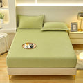 ZIQINPSQ Coral Velvet Fitted Sheet-Thickened Cold-Resistant and Warm Bed Sheets-Soft Velvet Fleece Fitted Sheets with-Elastic All Around. (Green, Twin XL)