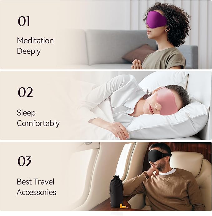 Sleep Masks for Women Men - Blackout Eye Cover for Lash Extension, 3D Contoured Sleep Mask for Side Sleeper, Soft Memory Foam, Sleep Masks for Travel, Airplane, Night(Cloud Black, Cloud Green)